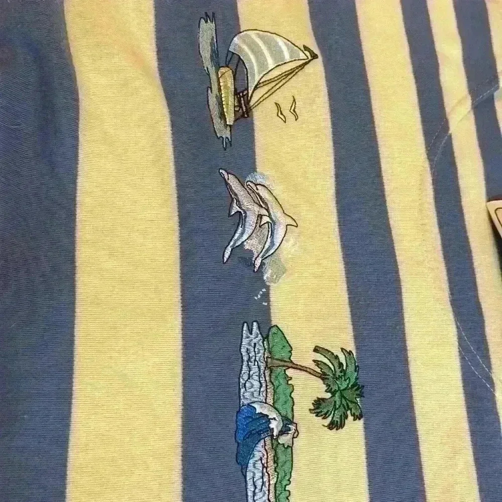 Vintage Needle & Threads Women’s Top Size M Yellow Blue Embroidered Nautical - Picture 9 of 9